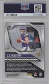 J.J. McCarthy from the 2024 Panini Prizm set featuring a Red/White/Blue Prizm parallel graded by PSA and given an overall grade of 9.