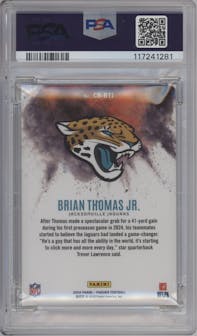 Brian Thomas Jr. from the 2024 Panini Phoenix set graded by PSA and given an overall grade of 10.