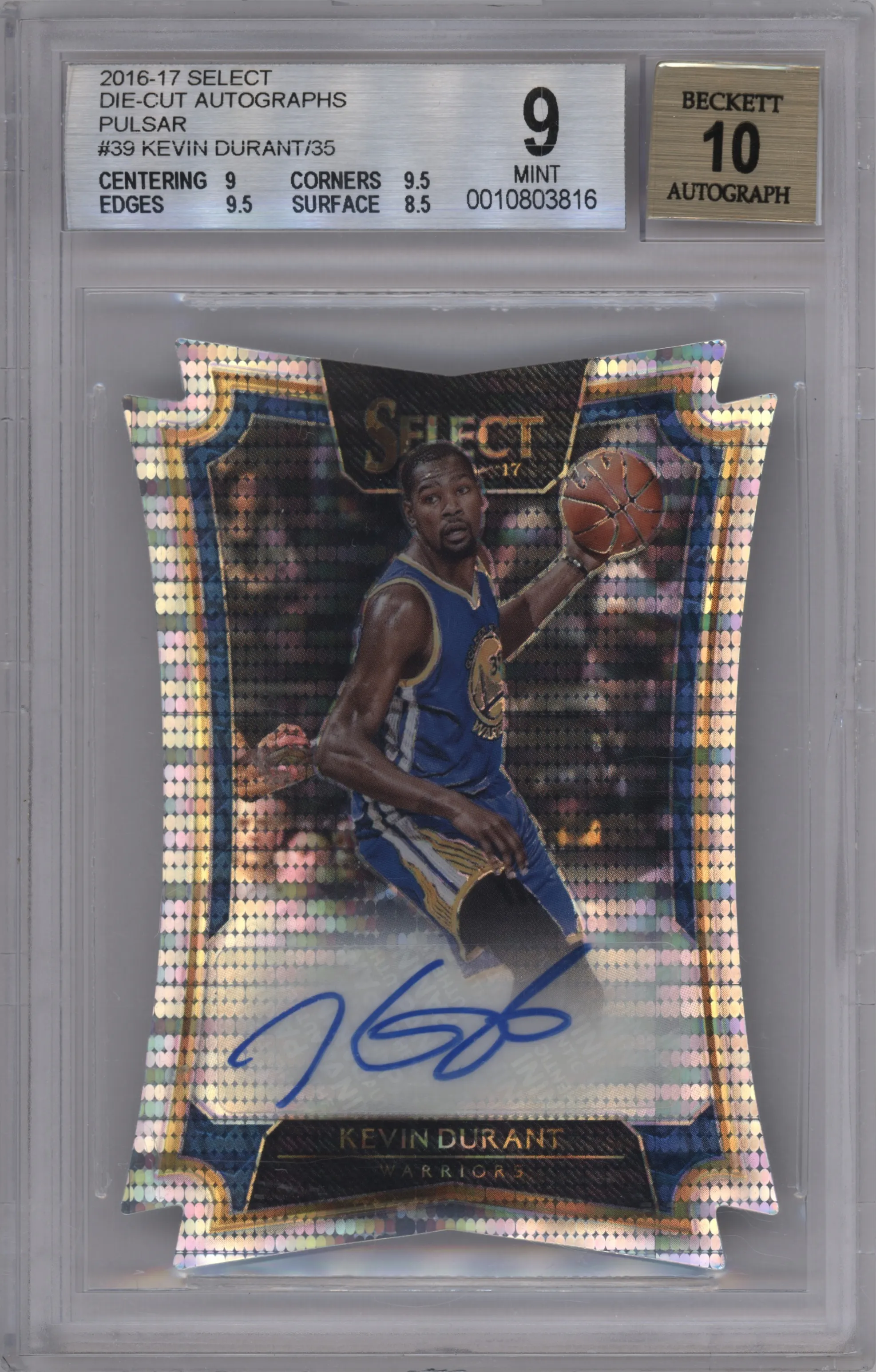 2016 Panini Select Die-Cut Auto Kevin Durant Pulsar #39 BGS 9