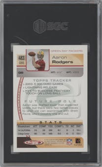 Aaron Rodgers from the 2005 Topps Total set graded by SGC and given an overall grade of 8.