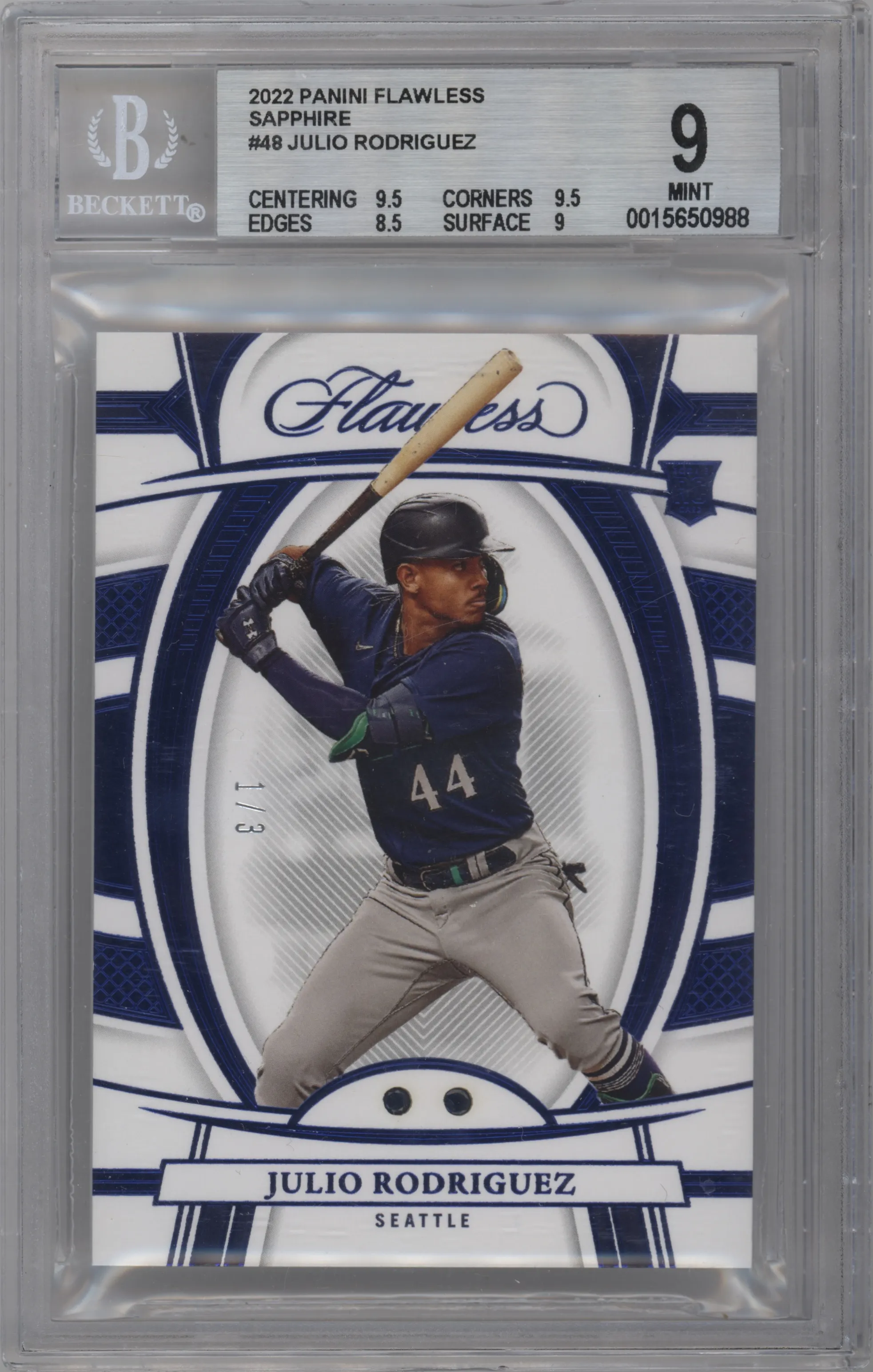 2022 Panini Flawless Rookies Julio Rodriguez Sapphire #48 BGS 9