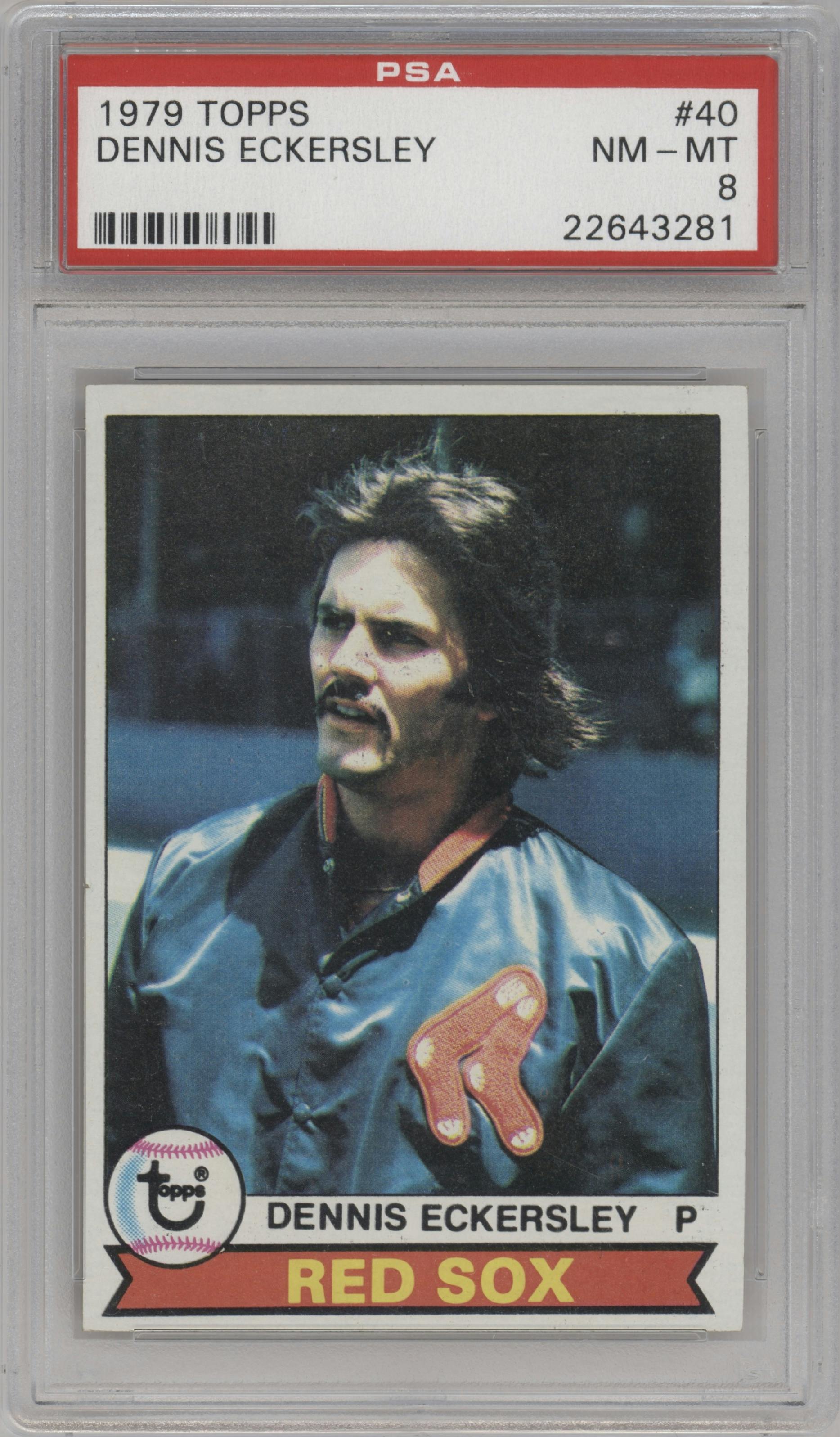 Dennis Eckersley from the 1979 Topps set graded by PSA and given an overall grade of 8.