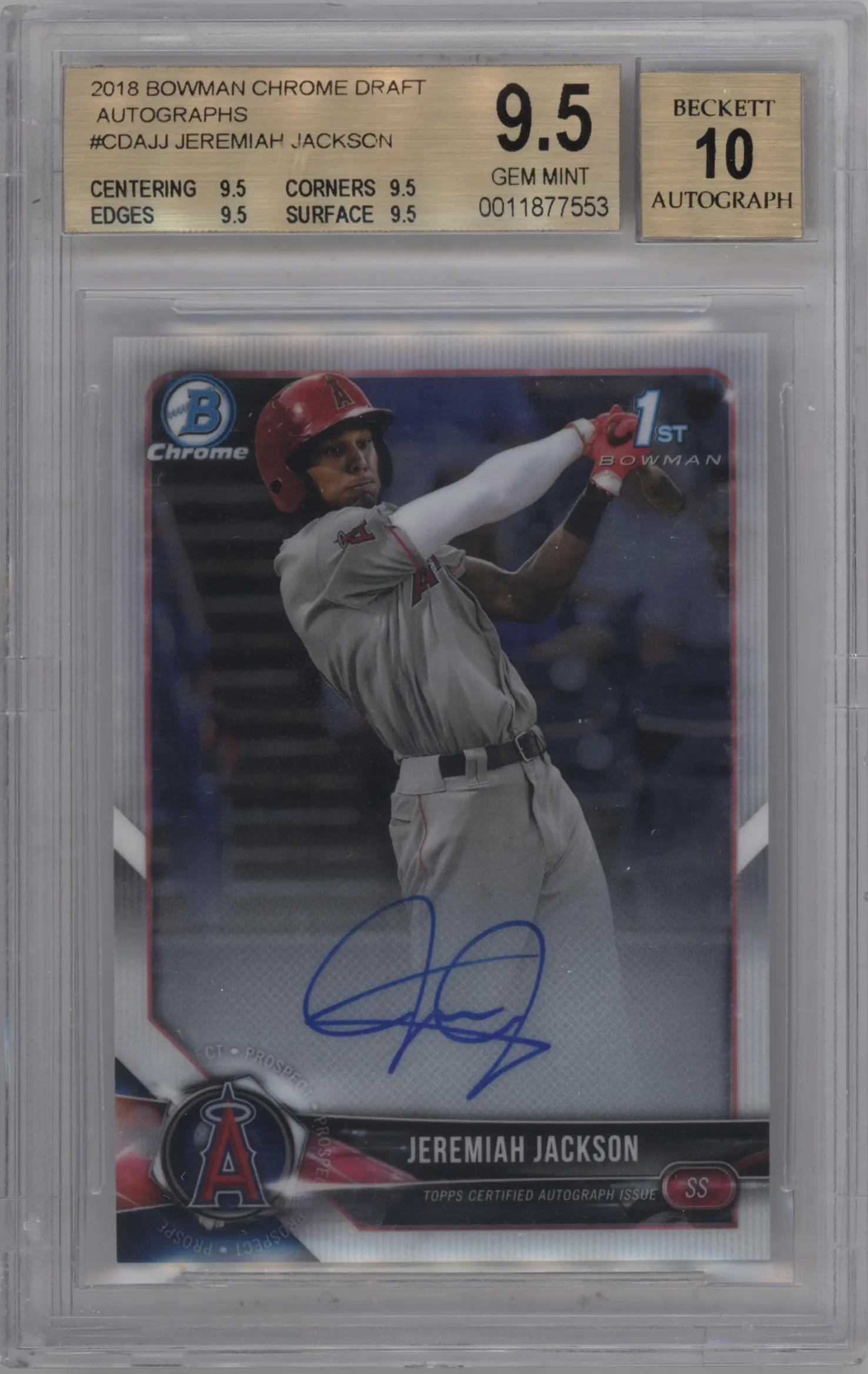 2018 Bowman Draft Chr.DP Auto Jeremiah Jackson BGS 9.5