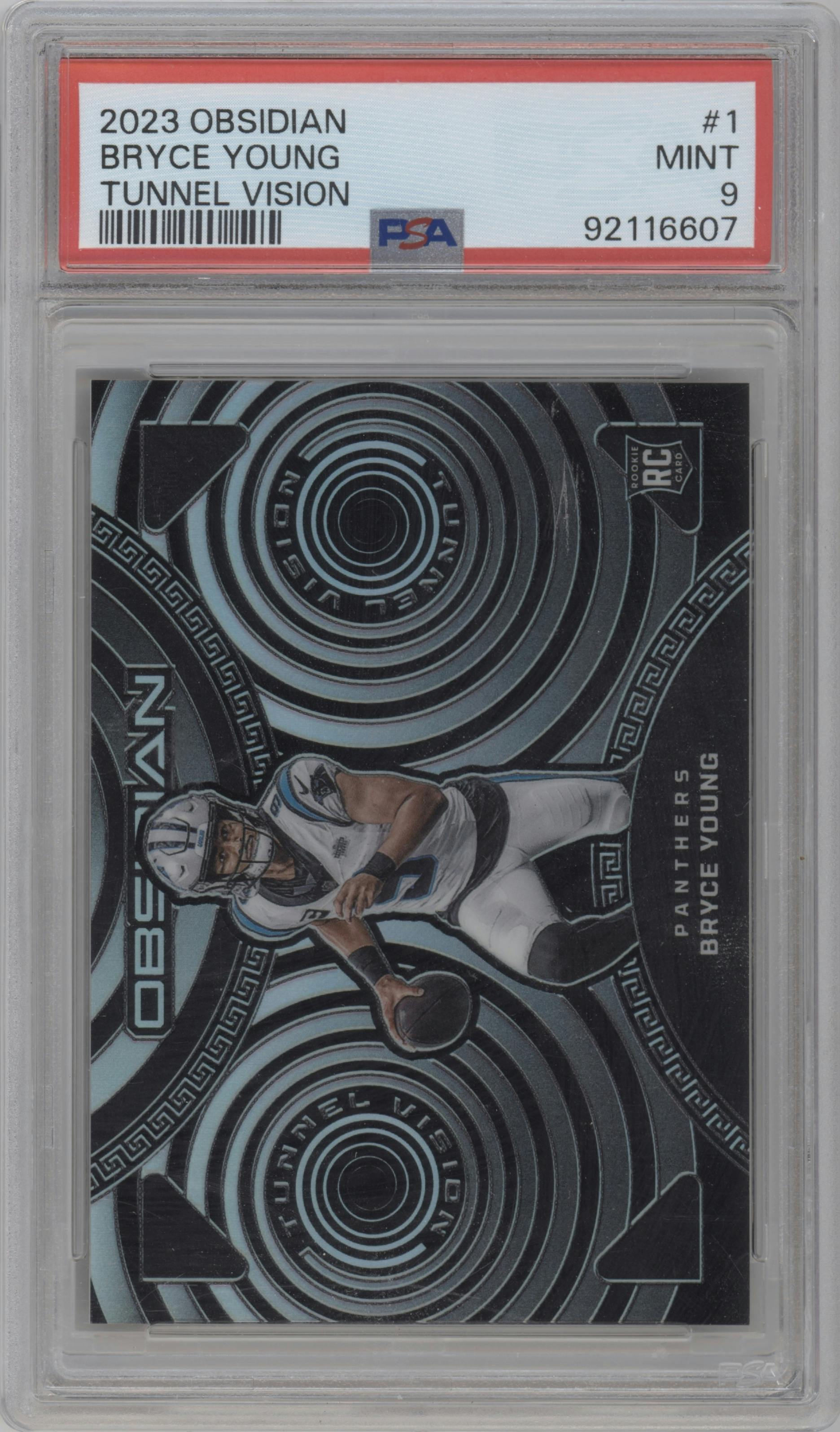 Bryce Young from the 2023 Panini Obsidian set graded by PSA and given an overall grade of 9.
