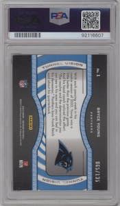 Bryce Young from the 2023 Panini Obsidian set graded by PSA and given an overall grade of 9.