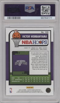 Victor Wembanyama from the 2023-24 Panini Haunted Hoops set featuring a Holo Webs parallel graded by PSA and given an overall grade of 10.