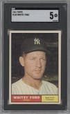 Whitey Ford from the 1961 Topps set graded by SGC and given an overall grade of 5.