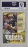 Tom Brady from the 2000 Press Pass set featuring a Torquers parallel graded by PSA and given an overall grade of 6.