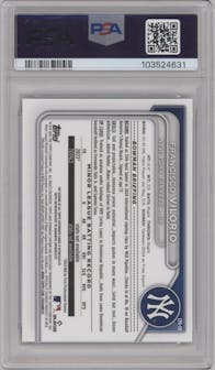 Francisco Vilorio from the 2024 Bowman Chrome set featuring a Purple Refractor parallel graded by PSA and given an overall grade of 10.