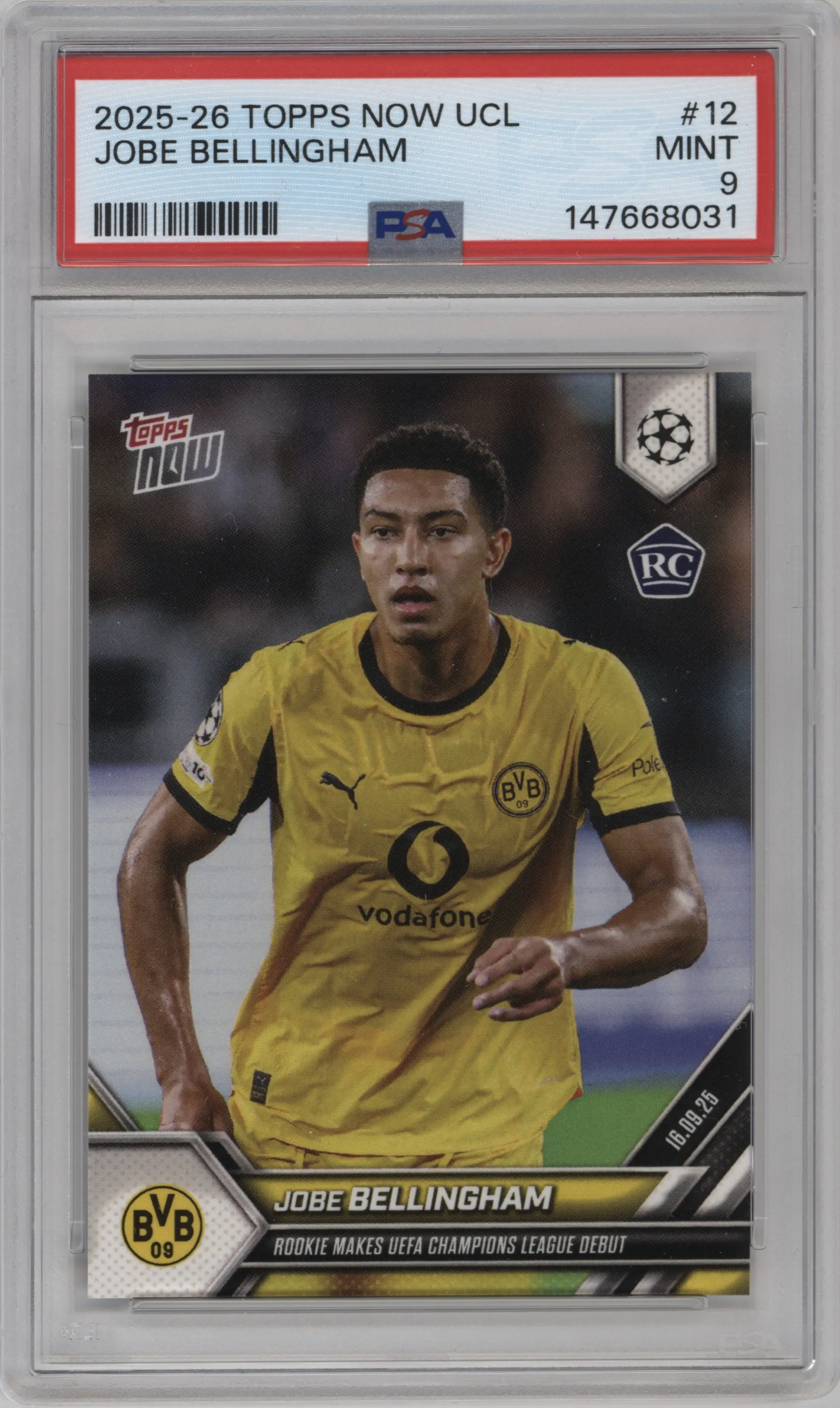 2025 Topps Now UEFA Champions League Jobe Bellingham PSA 9