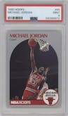 Michael Jordan from the 1990-91 NBA Hoops set graded by PSA and given an overall grade of 9.