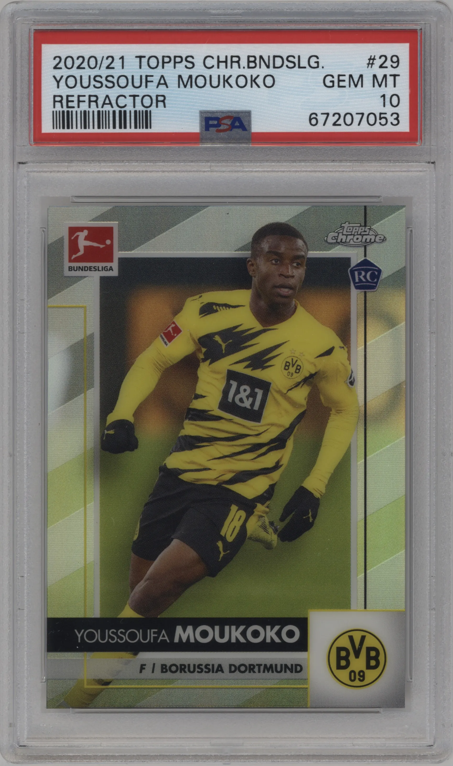 2020 Topps Chrome Bundesliga Youssoufa Moukoko Refractor PSA 10