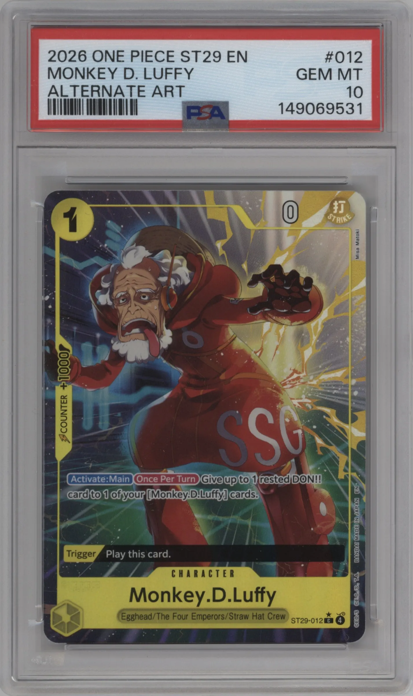 2026 One Piece Egghead Starter Deck Monkey.D.Luffy Alternate Art C #ST29-012 C PSA 10