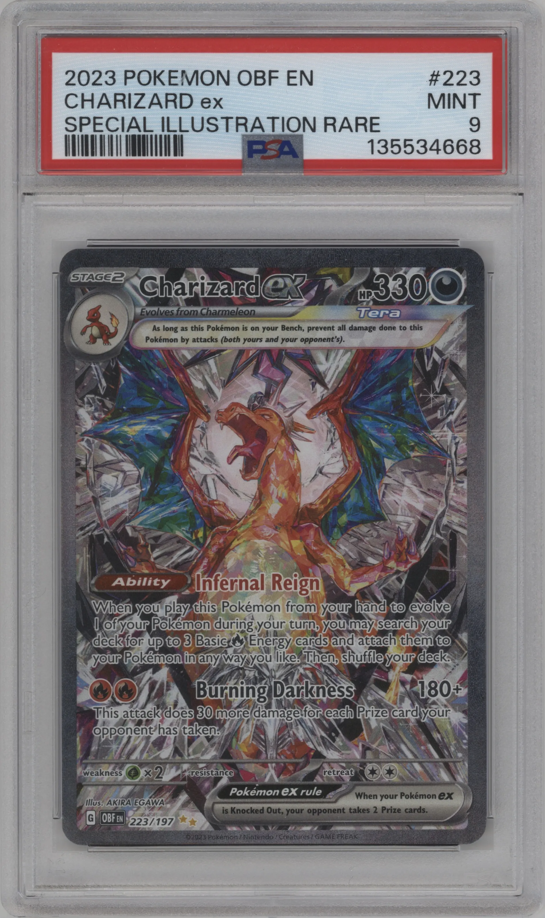 2023 Pokemon SV Obsidian Flame Charizard ex #223 PSA 9