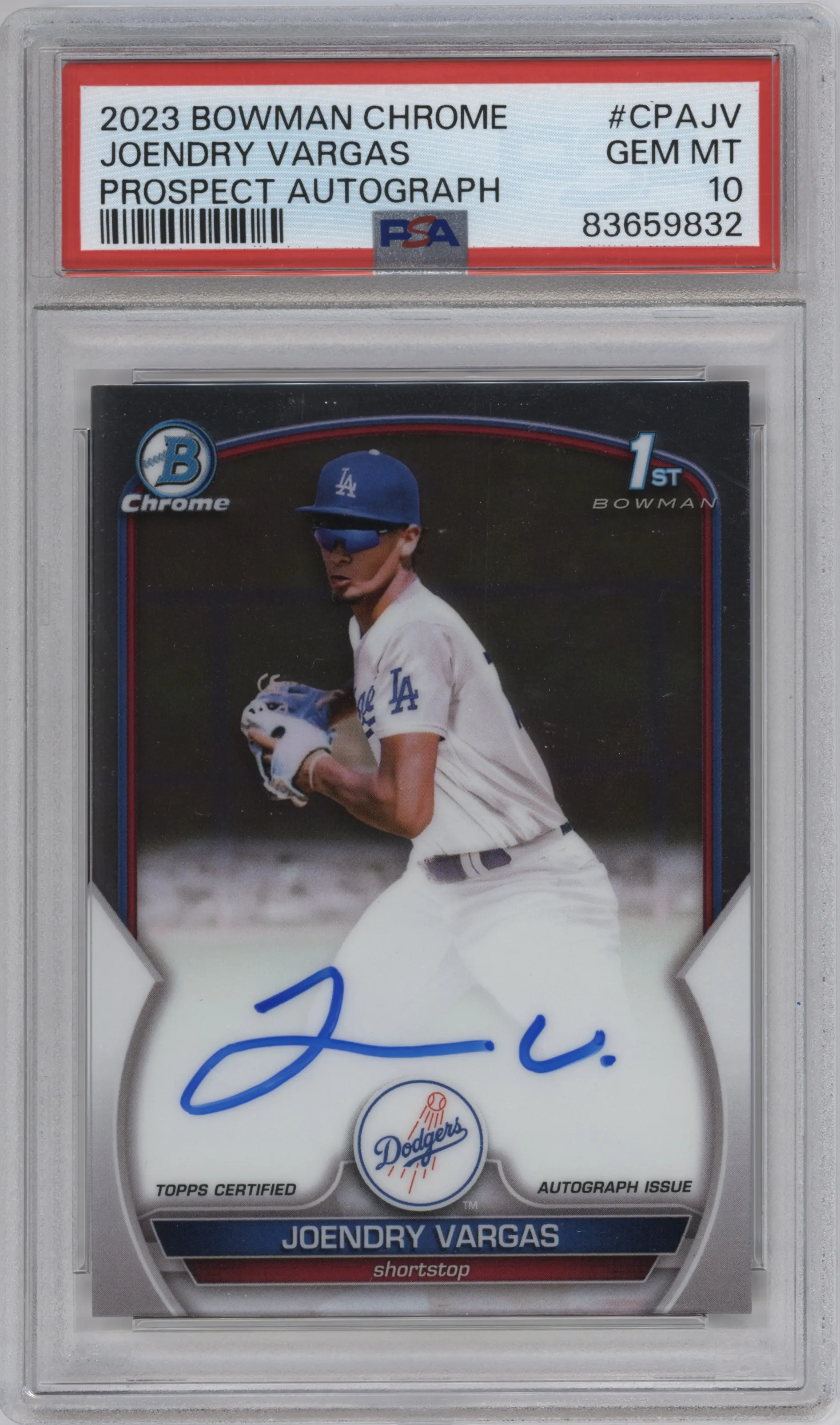 2023 Bowman Chrome Chr.Pros.Auto Joendry Vargas PSA 10
