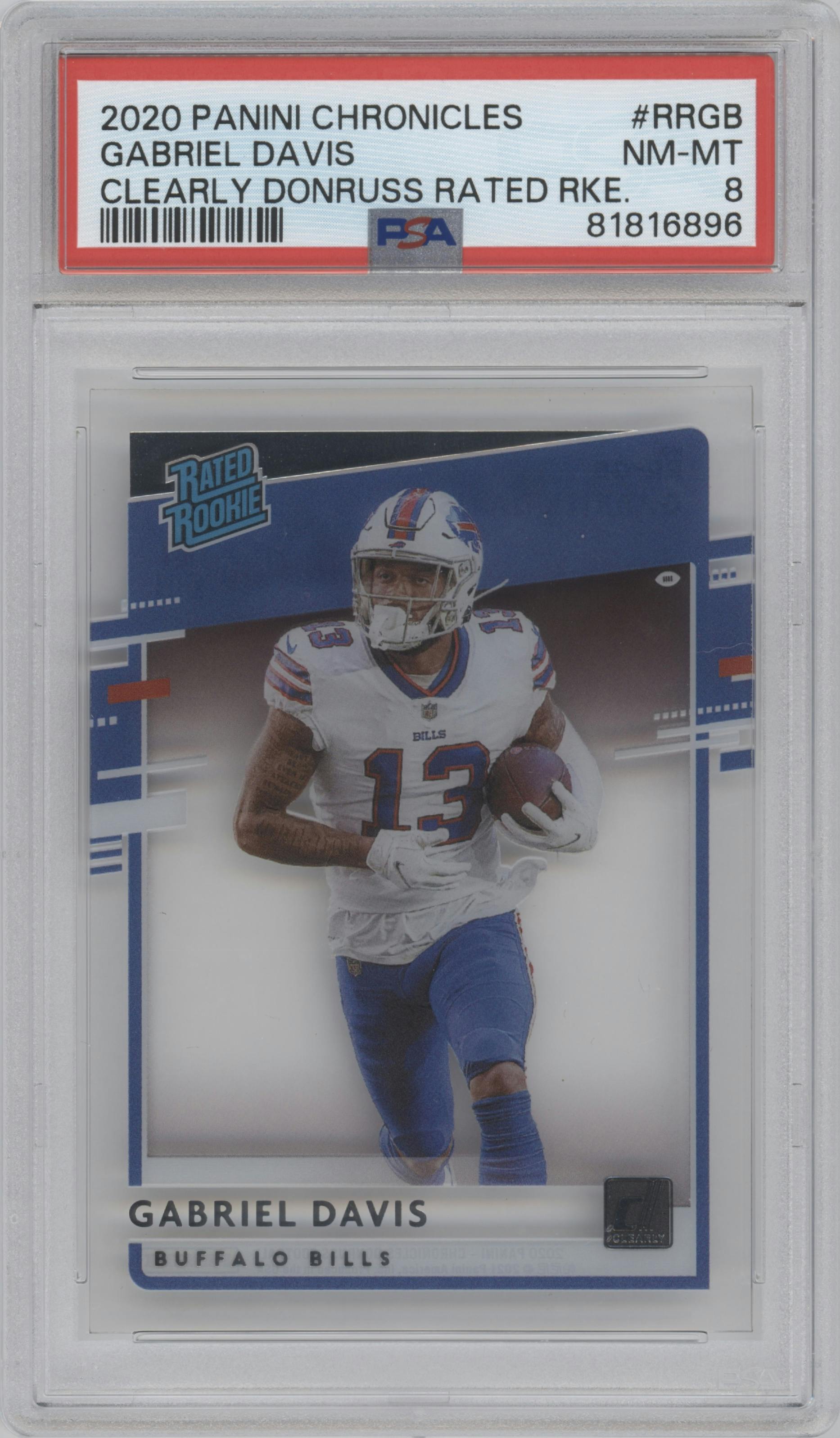 Gabriel Davis from the 2020 Panini Chronicles set graded by PSA and given an overall grade of 8.