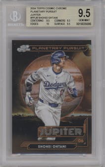 Shohei Ohtani from the 2024 Topps Cosmic Chrome set graded by Beckett and given an overall grade of 9.5.