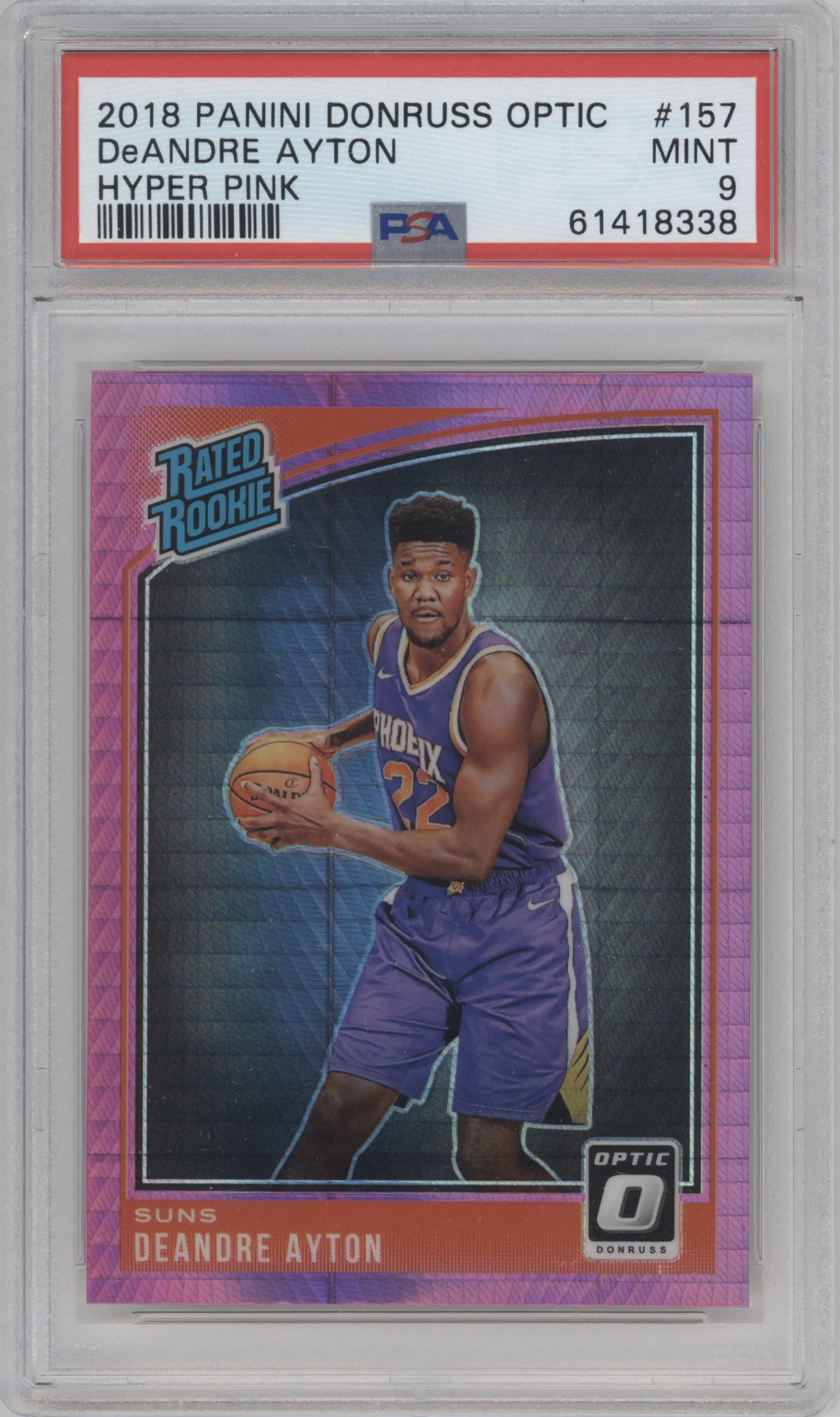 2018 Panini Donruss Optic Rated Rookie Deandre Ayton Hyper Pink PSA 9