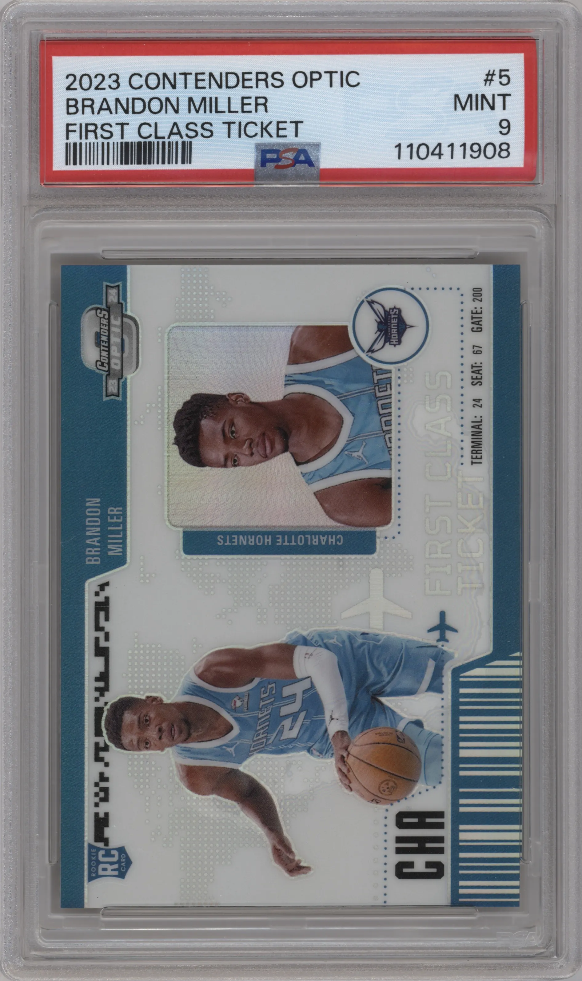 2023 Panini Contenders Optic First Class Ticket Brandon Miller PSA 9