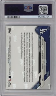 Shohei Ohtani / Yoshinobu Yamamoto / Roki Sasaki from the 2025 Topps Now set graded by PSA and given an overall grade of 10.
