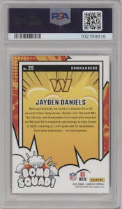 Jayden Daniels from the 2024 Donruss set graded by PSA and given an overall grade of 10.
