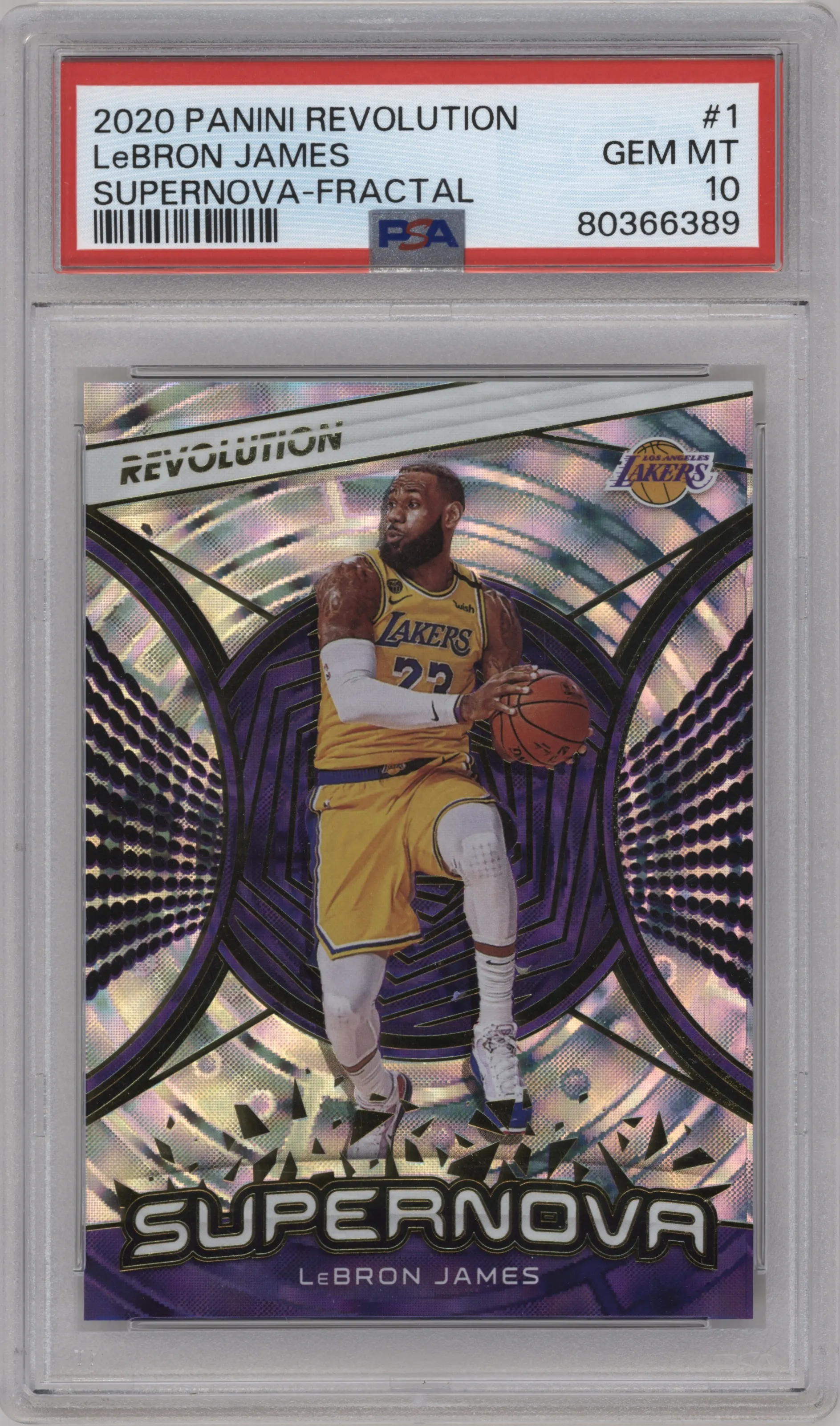 2020 Panini Revolution Supernova LeBron James Fractal #1 PSA 10