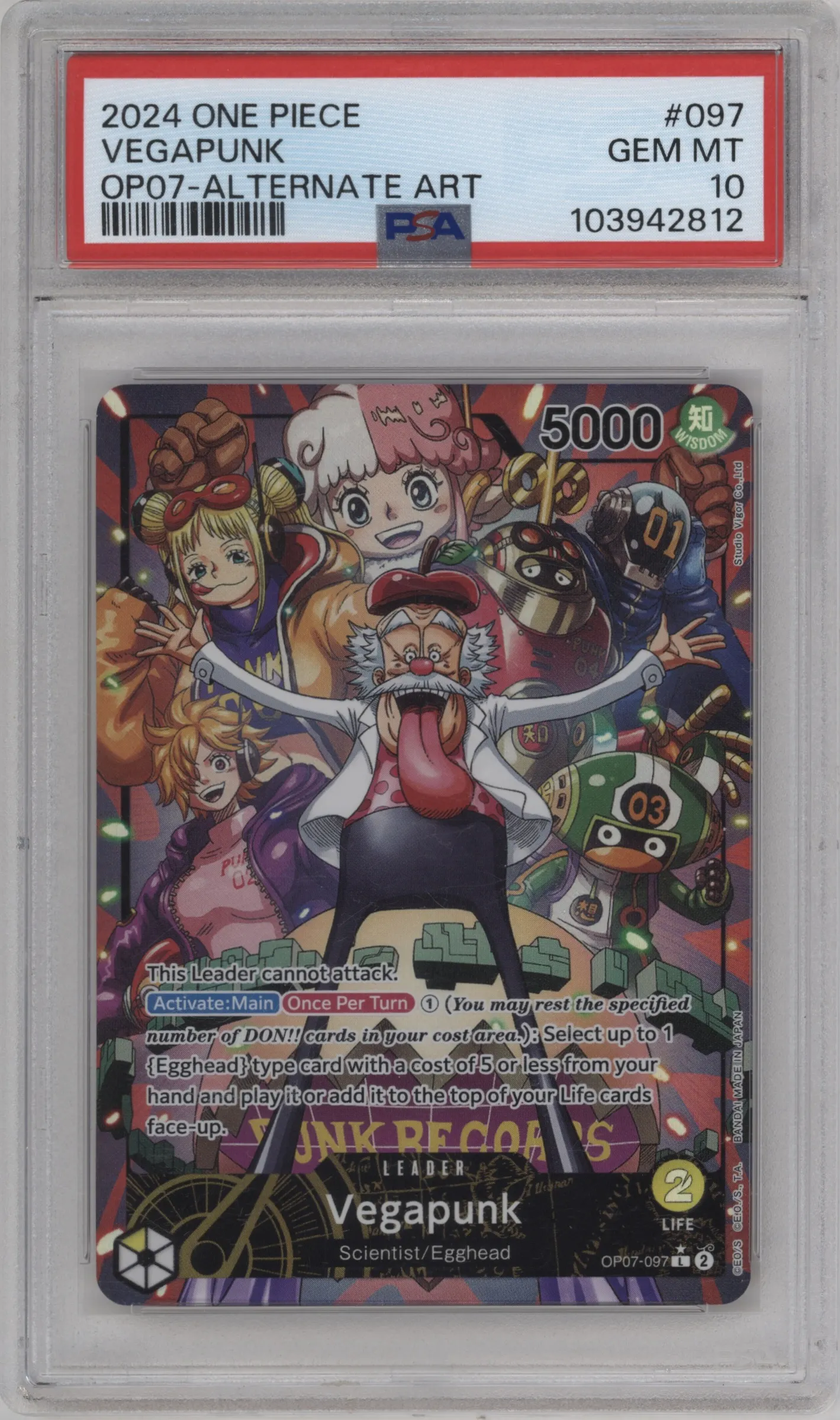 2024 One Piece 500 Years in the Future Vegapunk Alternate Art L #OP07-097 L PSA 10