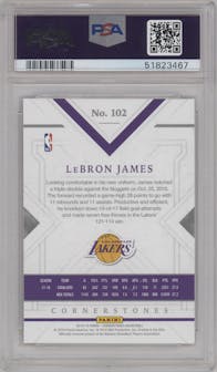 LeBron James from the 2018-19 Panini Cornerstones set graded by PSA and given an overall grade of 10.