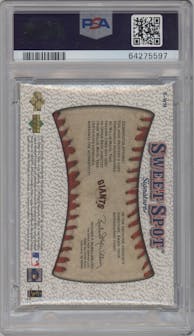 Willie Mays  from the 2001 Upper Deck Sweet Spot set graded by PSA and given an overall grade of 8.