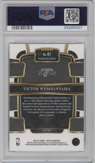 Victor Wembanyama from the 2023-24 Panini Select  set featuring a Blue Retail parallel graded by PSA and given an overall grade of 10.