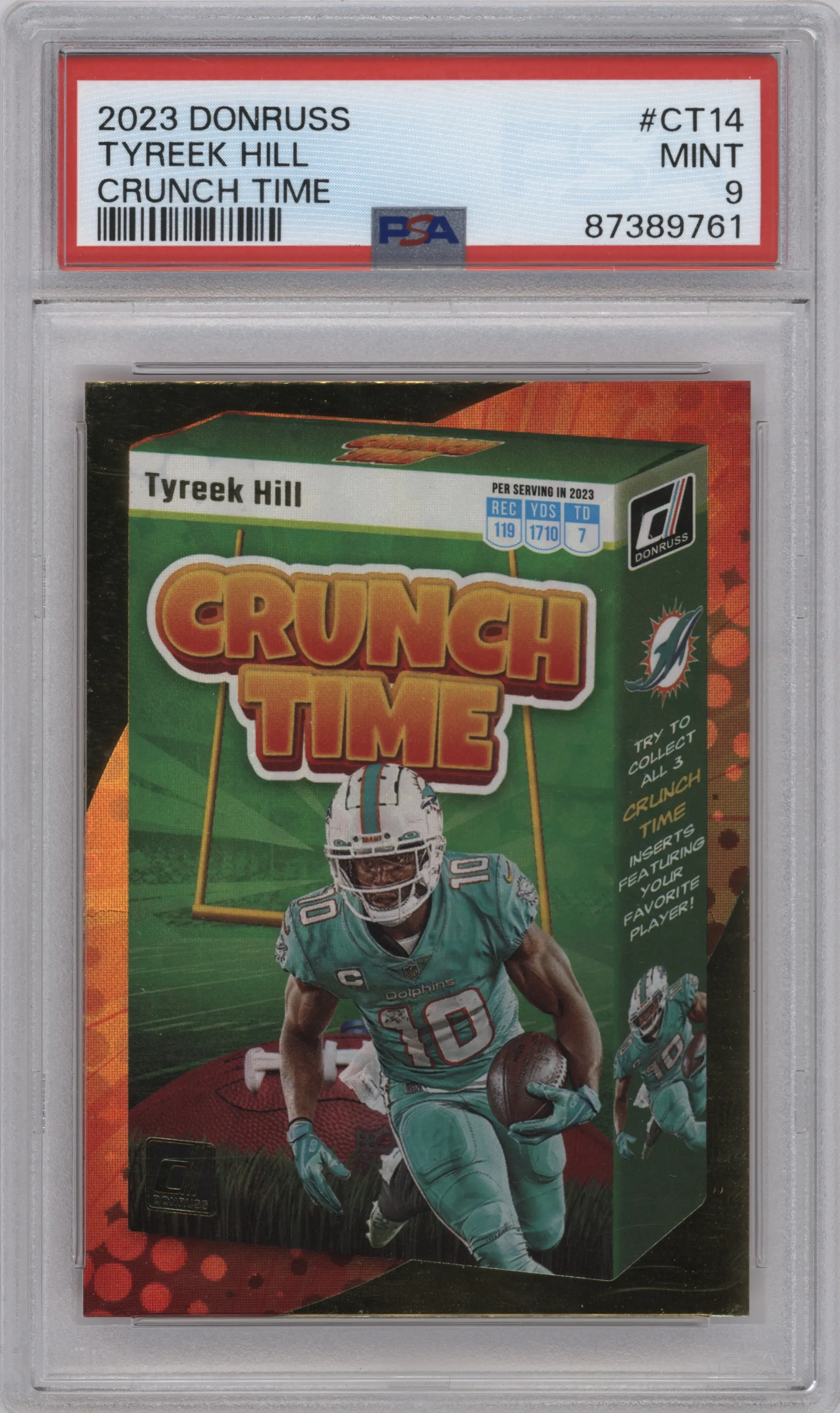 2023 Panini Donruss Crunch Time Tyreek Hill PSA 9