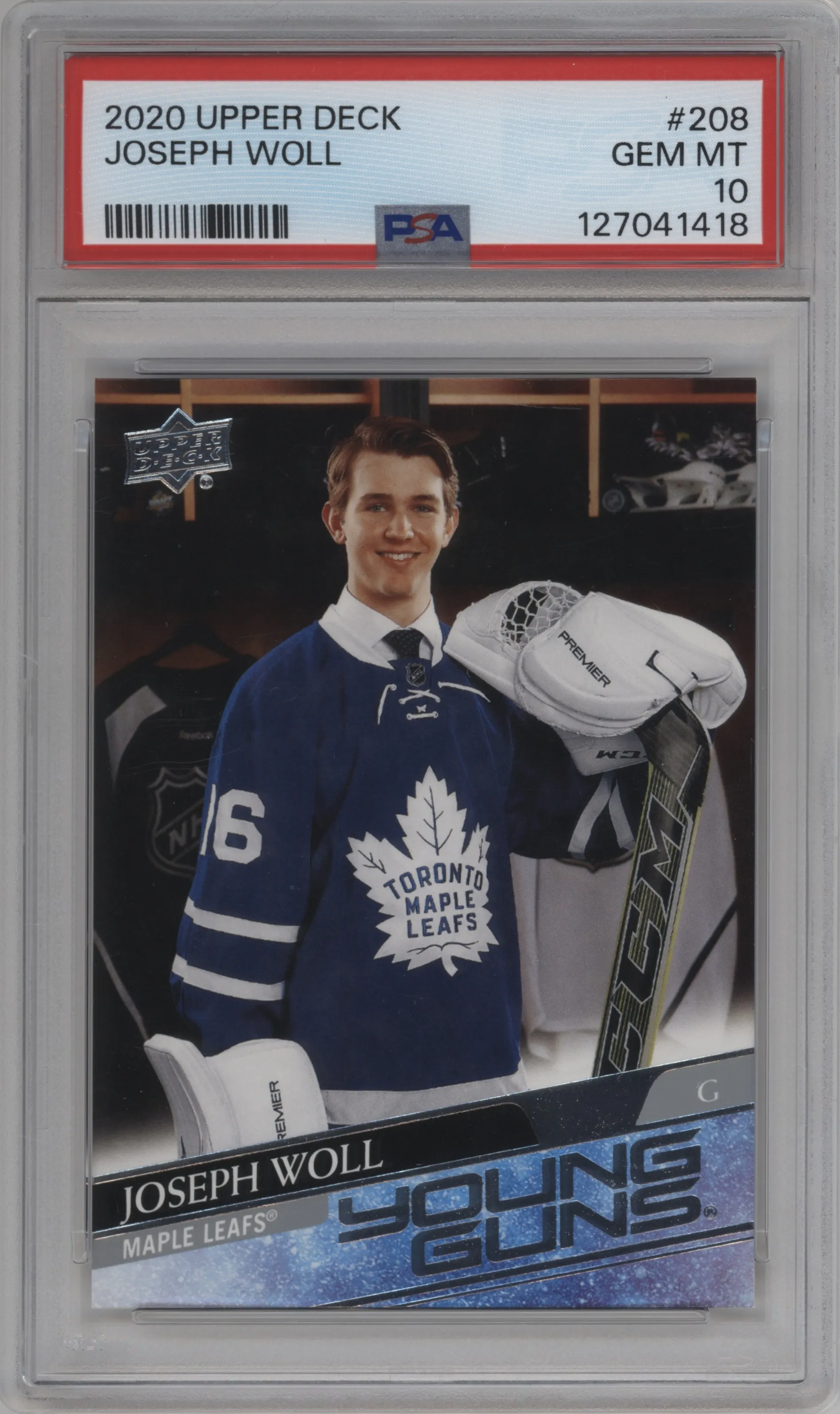 2020 Upper Deck Series 1 Young Guns Joseph Woll #208 PSA 10