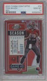Tom Brady from the 2020 Panini Contenders Optic set featuring a Red parallel graded by PSA and given an overall grade of 10.
