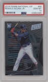 Ronald Acuna Jr from the 2018 Panini The National VIP set graded by PSA and given an overall grade of 10.