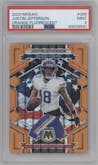 Justin Jefferson from the 2023 Panini Mosaic set featuring a Orange Fluorescent parallel graded by PSA and given an overall grade of 9.