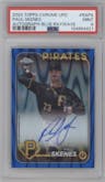 Paul Skenes from the 2024 Topps Chrome Update set featuring a Blue RayWave Refractor parallel graded by PSA and given an overall grade of 9.