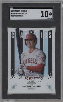 Shohei Ohtani from the 2022 Topps Chrome set graded by SGC and given an overall grade of 10.