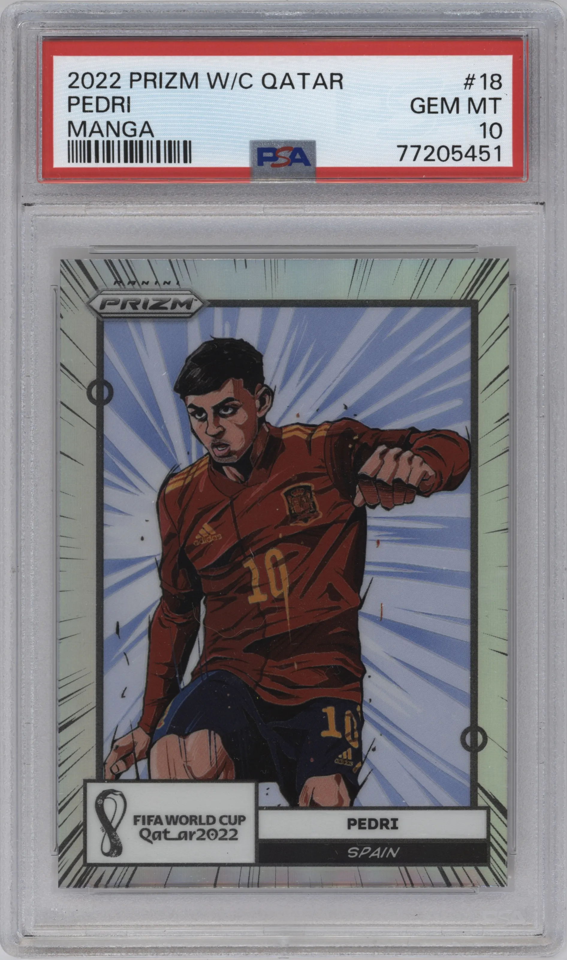 2022 Panini Prizm FIFA WC Qatar Manga Pedri PSA 10