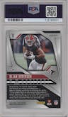 Bijan Robinson from the 2024 Panini Prizm set featuring a Blue Shimmer parallel graded by PSA and given an overall grade of 9.