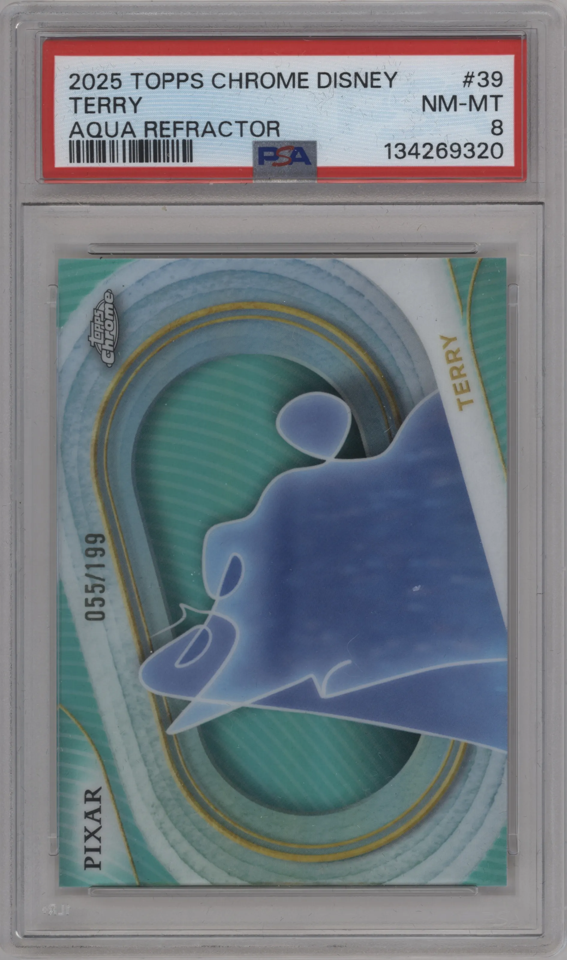 2025 Topps Chrome Disney Terry Aqua Refractor PSA 8