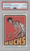 Kareem Abdul-Jabbar from the 1972-73 Topps Basketball set graded by PSA and given an overall grade of 4.