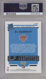 RJ Barrett from the 2019-20 Panini Donruss set graded by PSA and given an overall grade of 10.