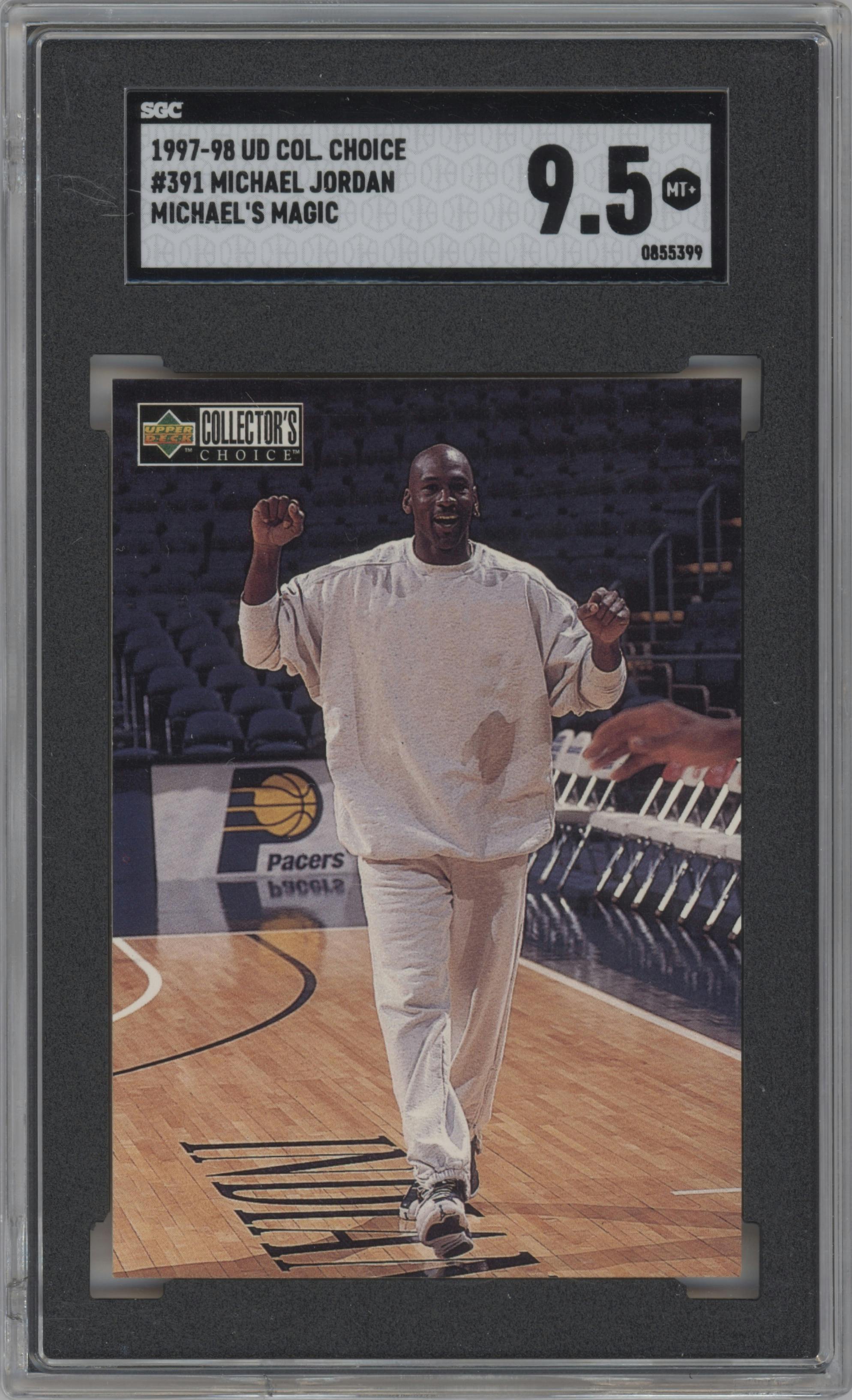 Michael Jordan from the 1997-98 Upper Deck Collector's Choice set graded by SGC and given an overall grade of 9.5.
