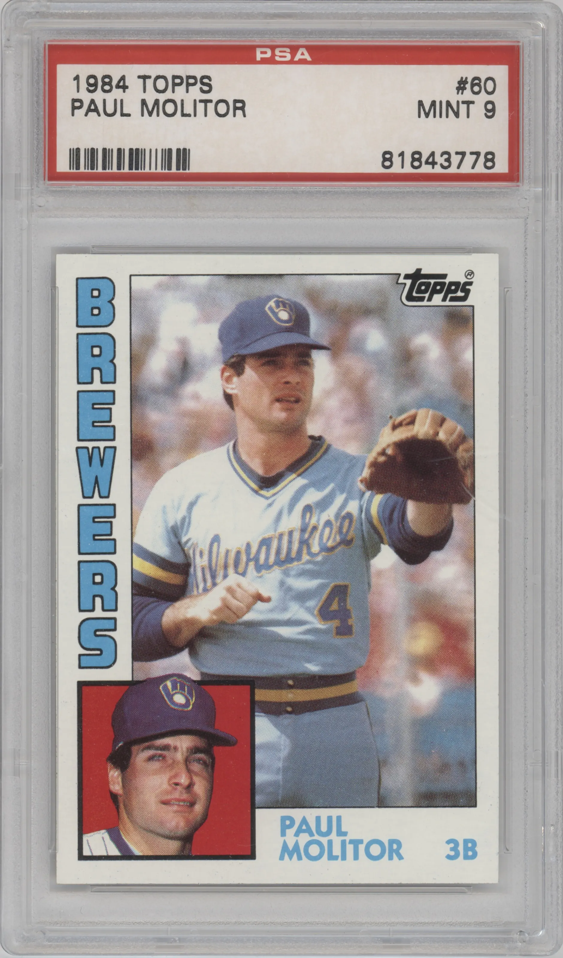 1984 Topps Paul Molitor PSA 9