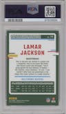 Lamar Jackson from the 2023 Donruss Optic set featuring a Stars parallel graded by PSA and given an overall grade of 10.