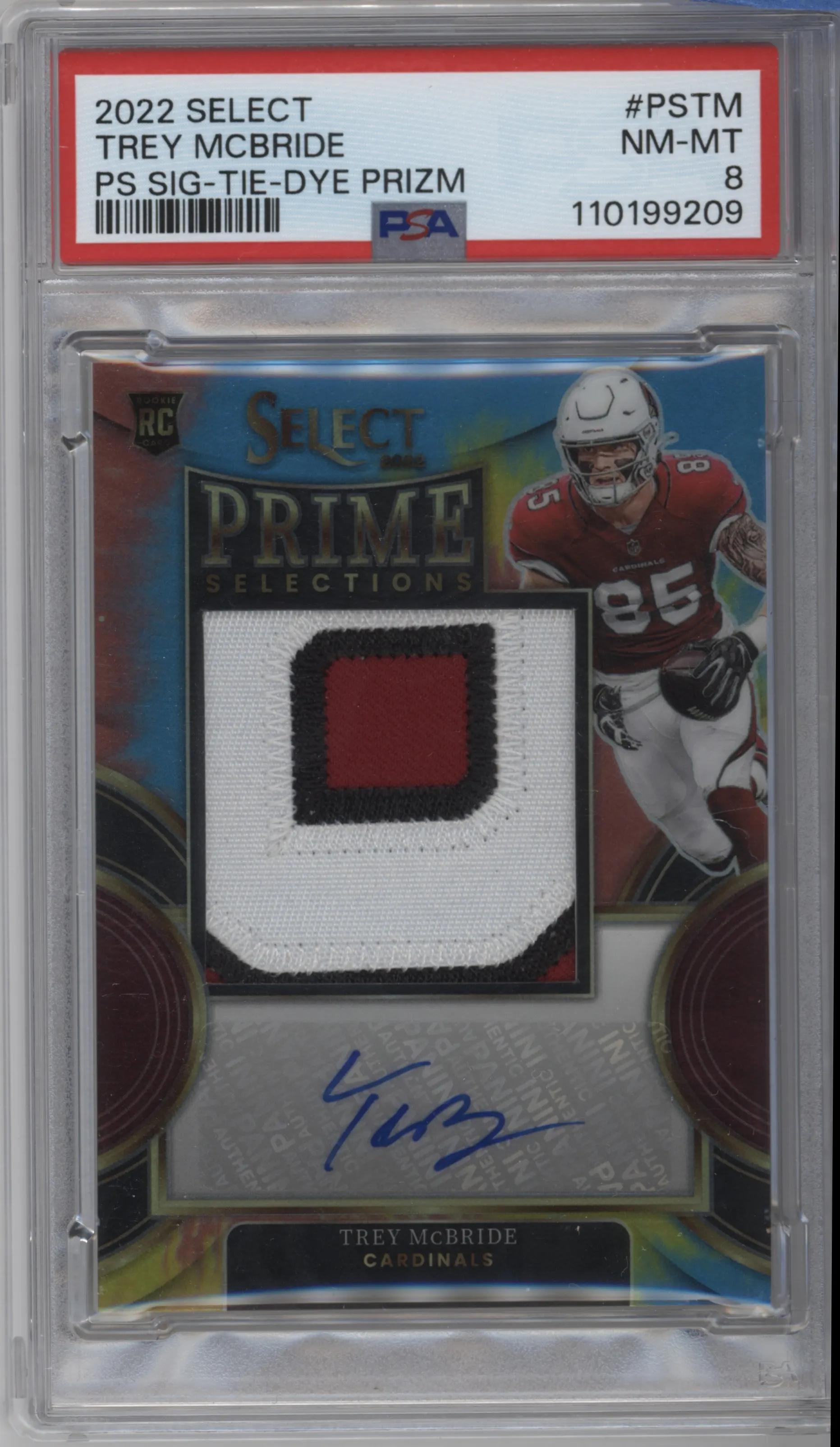 2022 Panini Select Prime Selections Trey McBride Tie-Dye #PS-TM PSA 8
