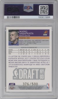Zarko Cabarkapa from the 2003-04 Topps Chrome set featuring a Black Refractor parallel graded by PSA and given an overall grade of 8.