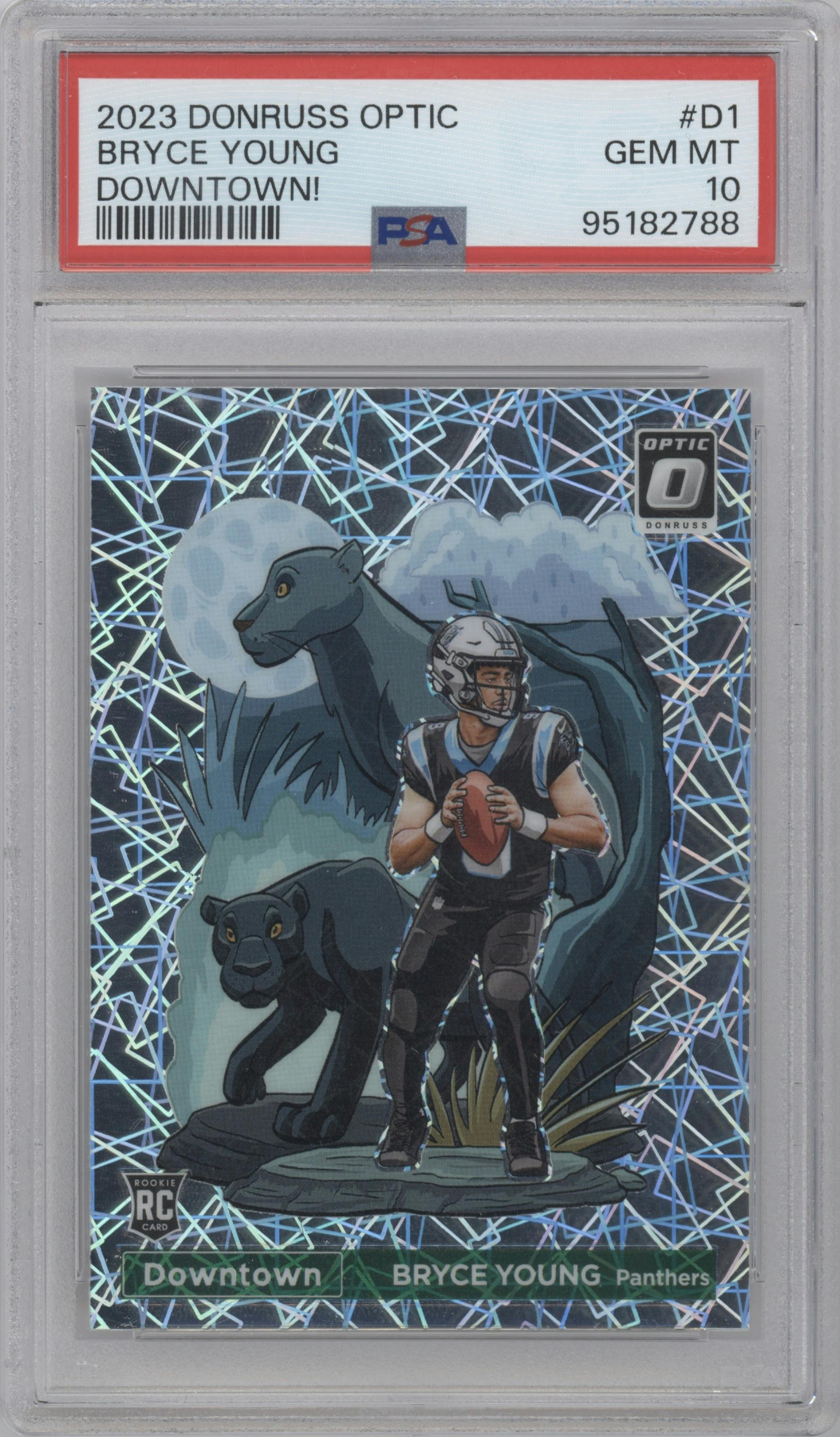 Bryce Young from the 2023 Donruss Optic set graded by PSA and given an overall grade of 10.