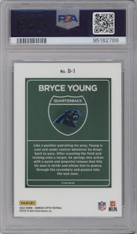 Bryce Young from the 2023 Donruss Optic set graded by PSA and given an overall grade of 10.