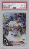 Corey Seager from the 2016 Topps Chrome set featuring a Refractor parallel graded by PSA and given an overall grade of 10.